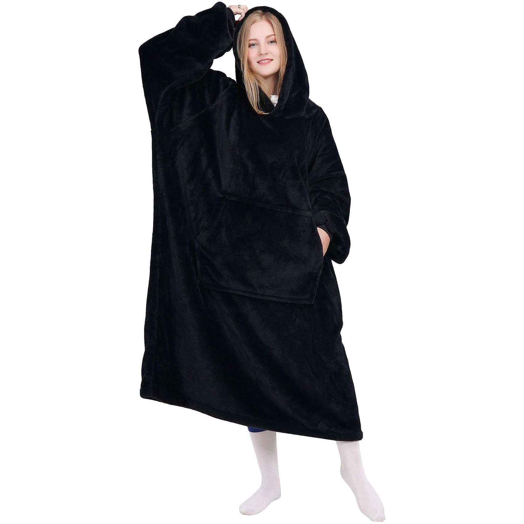 Kpblis Wearable Blanket Hoodie For Women And Men, Oversized Wearable Hoody Blanket Sweatshirt, Warm Cozy Giant Fleece Blanket Wi