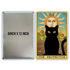 Qiongqi The Protector Tarot Cat Metal Tin Sign Wall Decor Farmhouse Rustic Black Cat Tarot Signs For Cat Lovers Home Decor Gifts