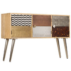 vidaXL Solid Mango Wood Sideboard - Unique-Patterned, Durable and Stable, Ample Storage with 3 Compartments, Ideal for Hallway or Living Room