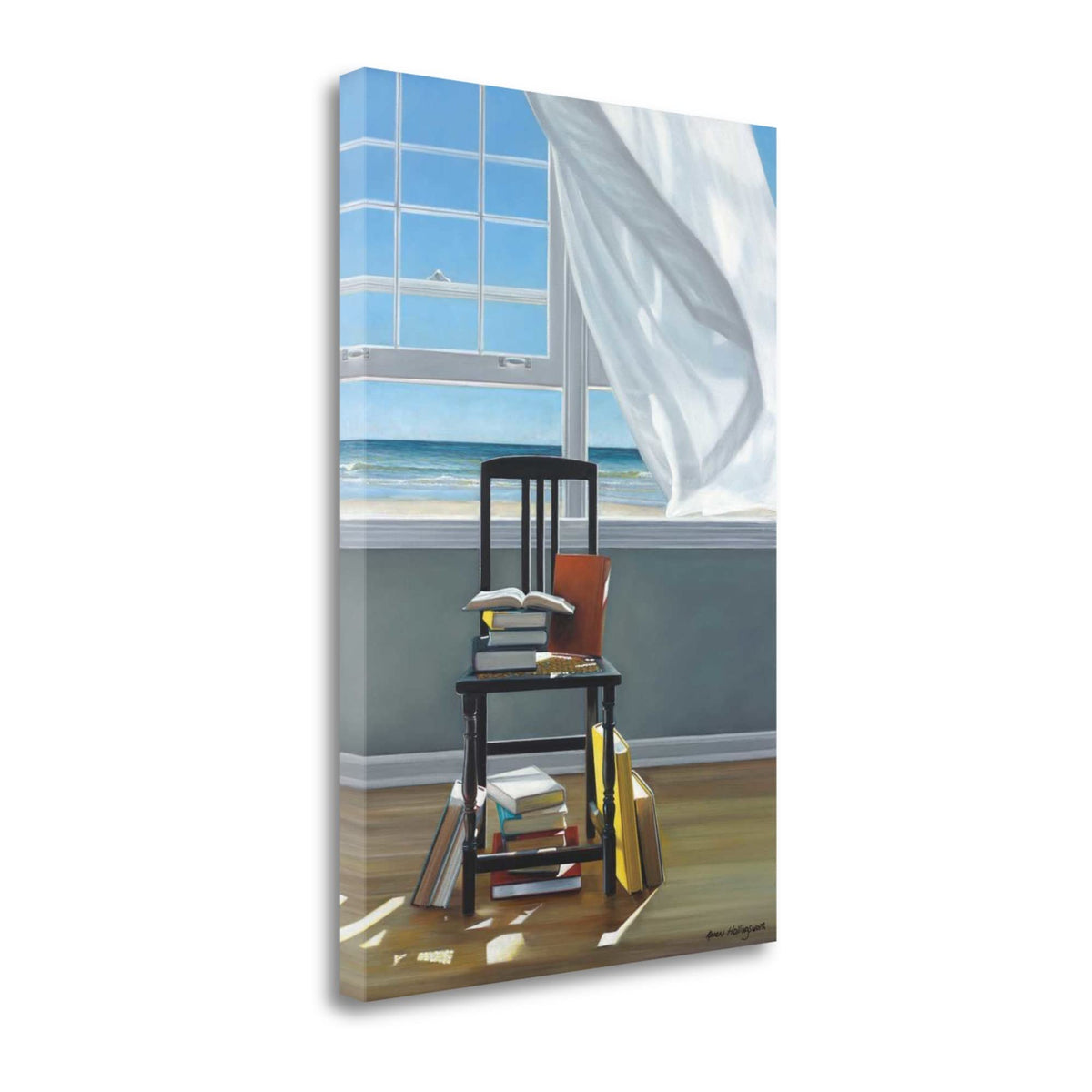 21' Reading Books by the Beach Giclee Print on Gallery Wrap Canvas Wall Art