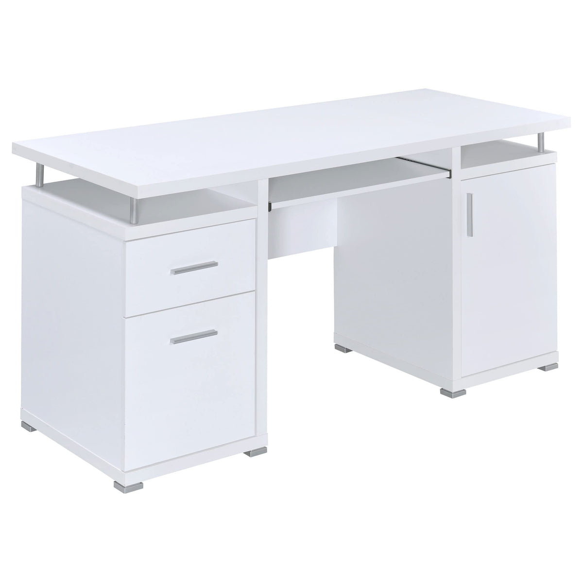 Coaster Home Furnishings Tracy Modern Contemporary 55-Inch 2-Drawer Home Office Computer Writing Desk Study Table with File Cabinet Storage Engineered Wood Eco-Friendly Laminate White 800108