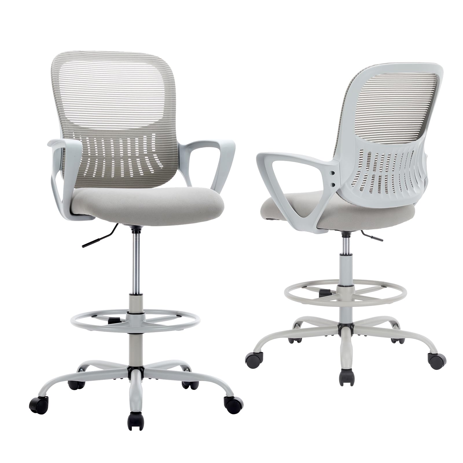 DUMOS Drafting Chair - Ergonomic Tall Office for Standing Desk, Counter with Height Adjustable and Comfortable Lumbar Support, F