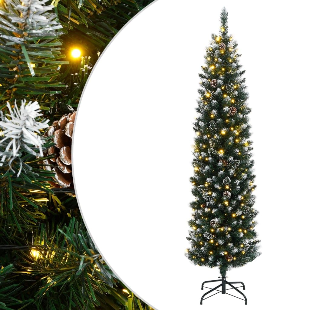 vidaXL 180 cm Slim Artificial Christmas Tree with 300 LED Lights, Artificial Christmas Tree, Artificial Christmas Tree, Real Looking Christmas Tree