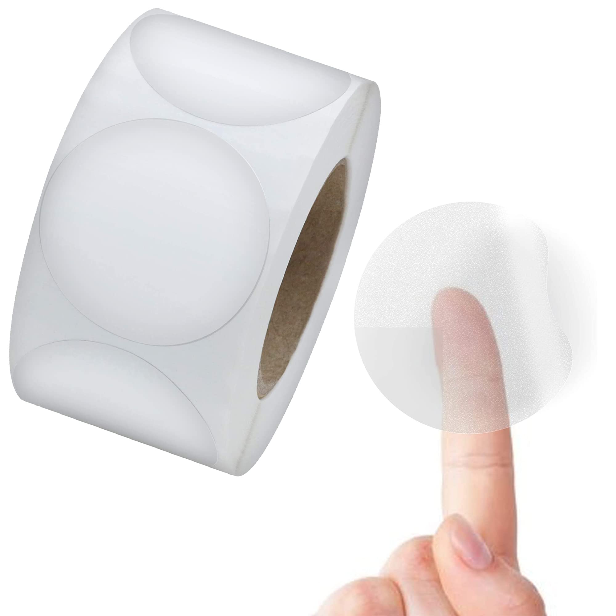 Performore Crystal Clear 1.5' Round Stickers - Envelope Sealer, Retail Package Labels, Self-Adhesive, 1000 Stickers Per Roll