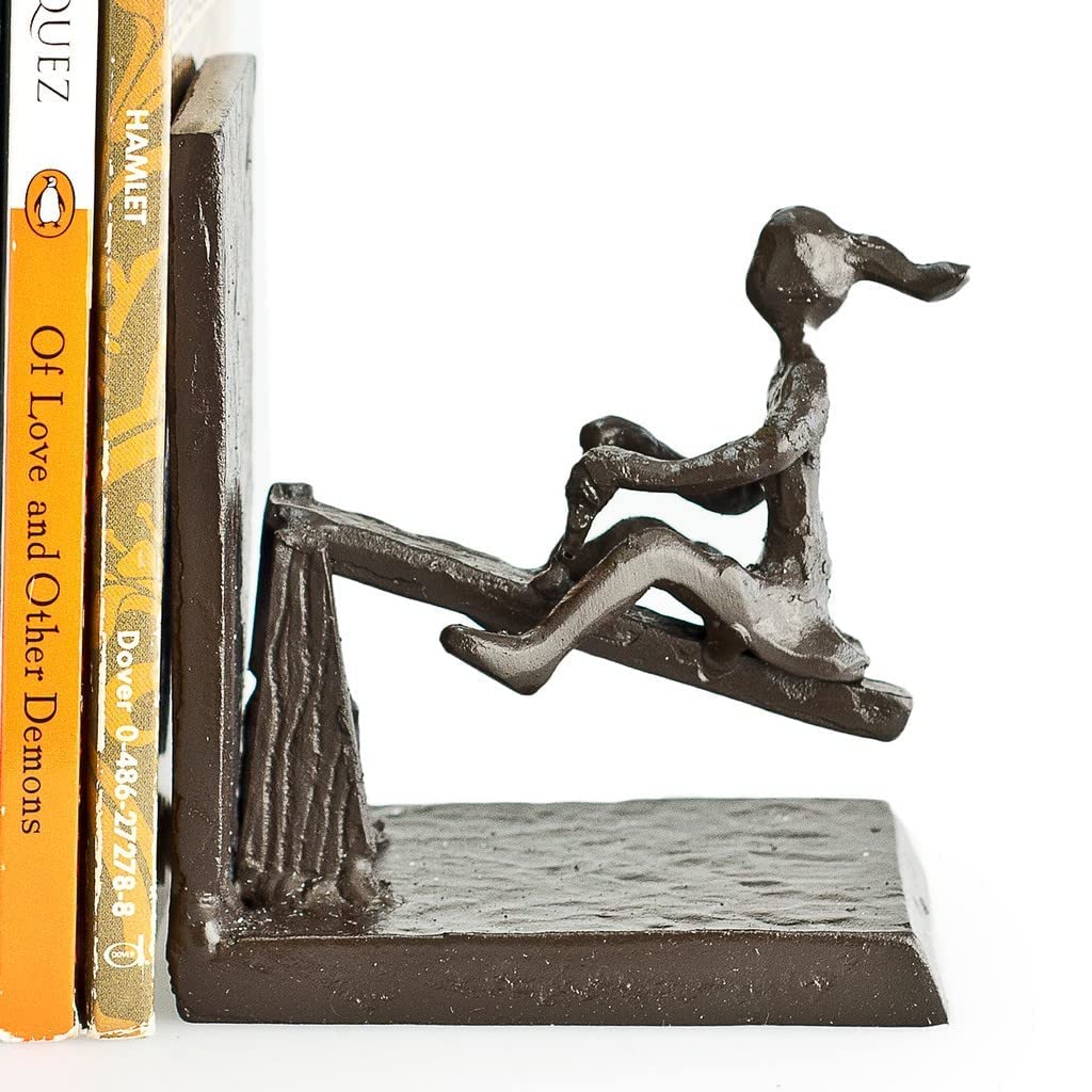 Danya B. Zi13023 See-Saw Metal Bookend Set. Iron Metal Art For Home And Office Decor - Decorative Bookends For Shelves. Perfect