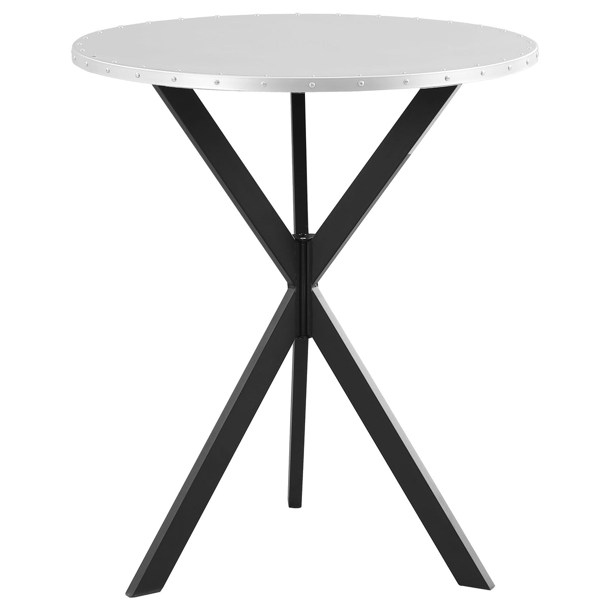 Coaster Home Furnishings Kenzo Round Metal Top Bar Table Silver and Sandy Black