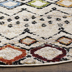 Safavieh Amsterdam Collection 4' Round Ivory/Multi Ams108K Moroccan Boho Non-Shedding Living Room Bedroom Area Rug