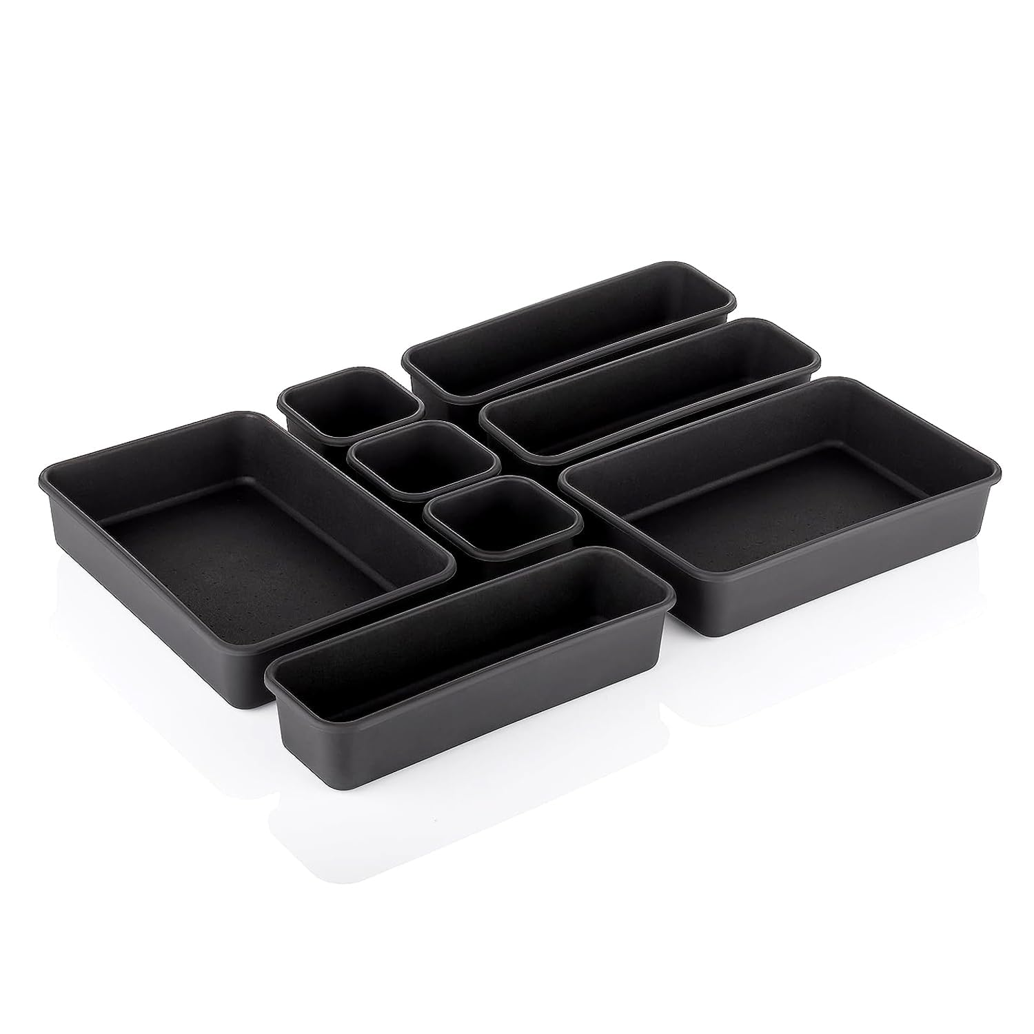 Easypocket 8 Pieces Cutlery Tray For Kitchen Drawers  Interlocking Drawer Desk Organizer  Plastic Divider Trays