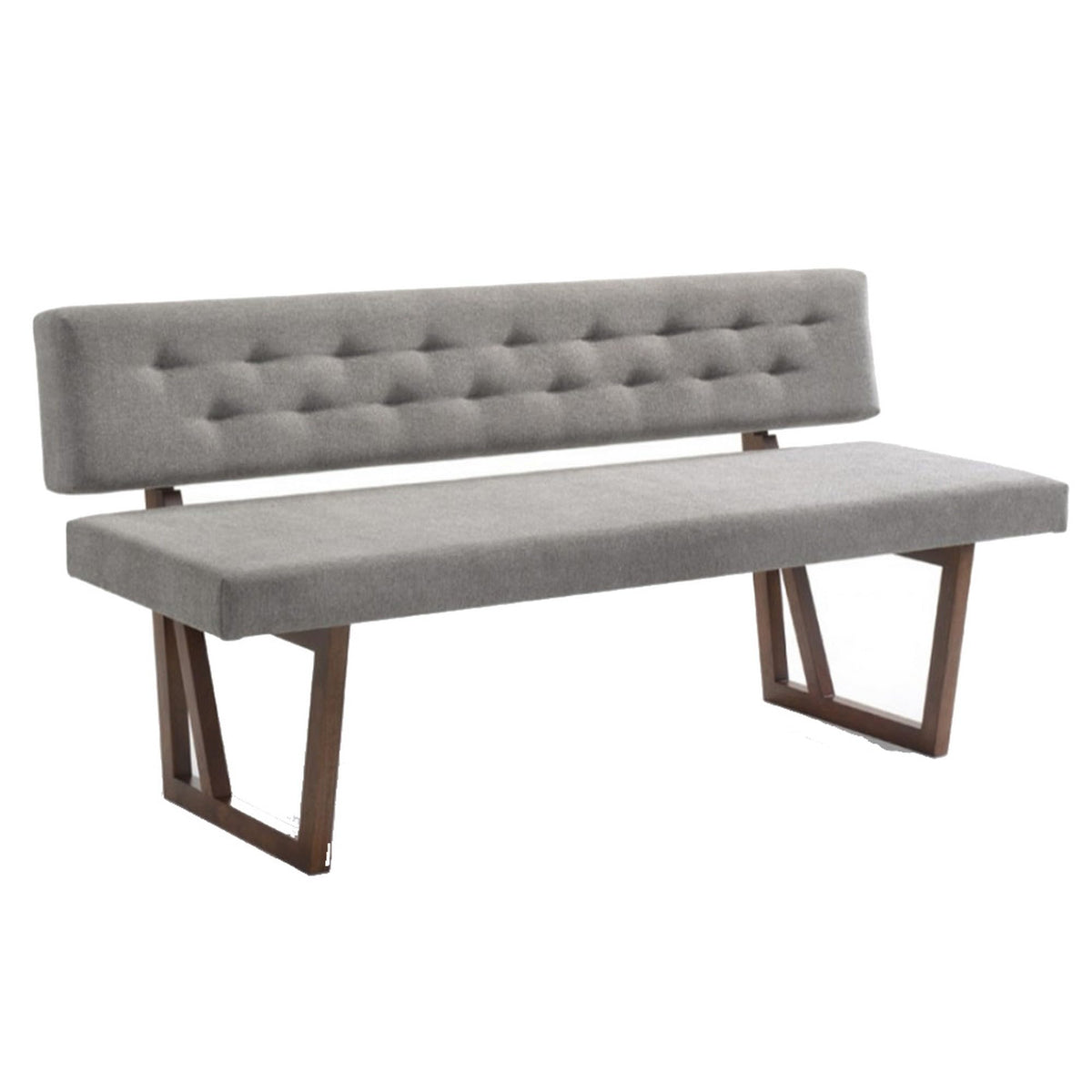 Benjara Benzara Fabric Upholstered Dining Bench, Gary And Brown, Gray