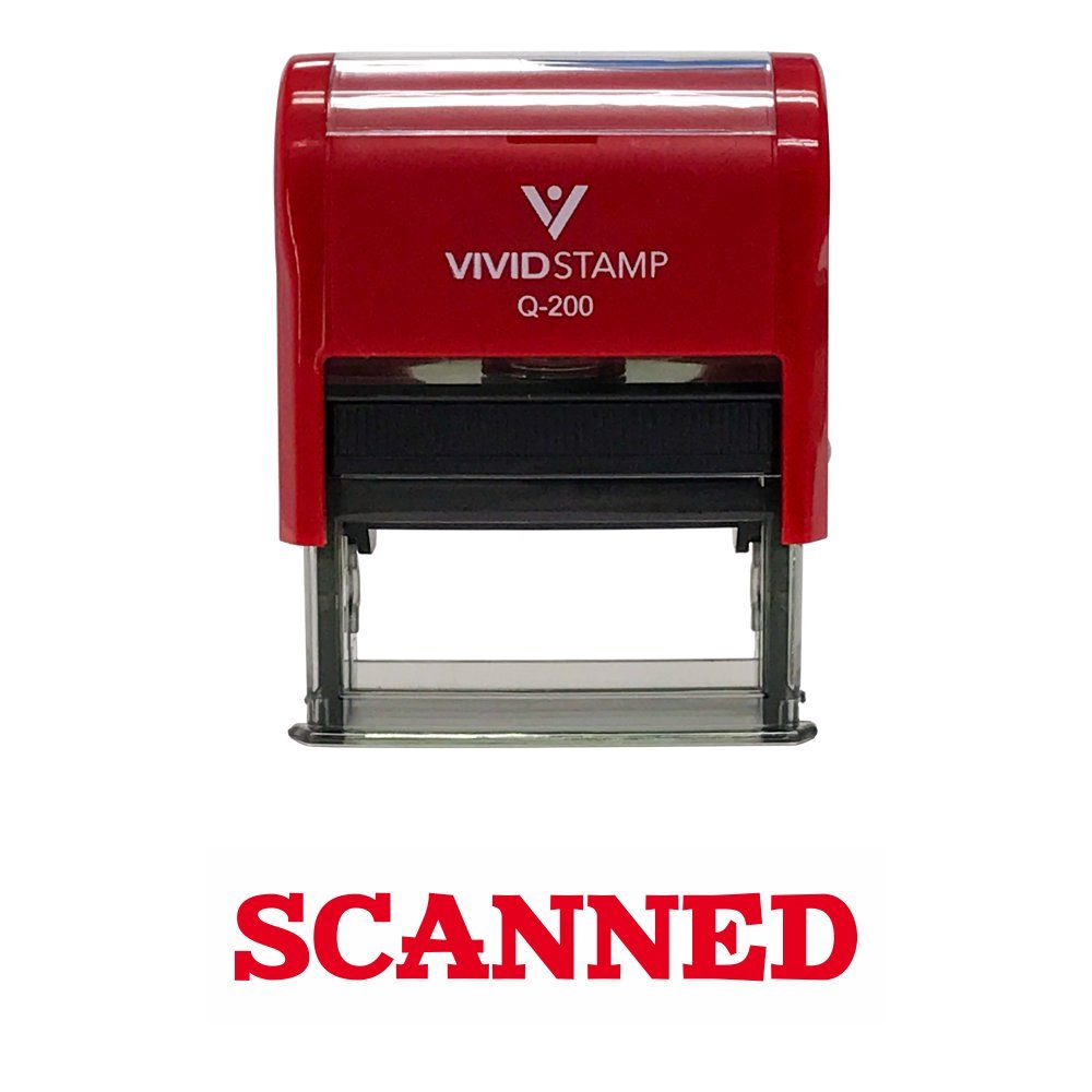 Simple Scanned Office Self-Inking Office Rubber Stamp (Red) - Medium