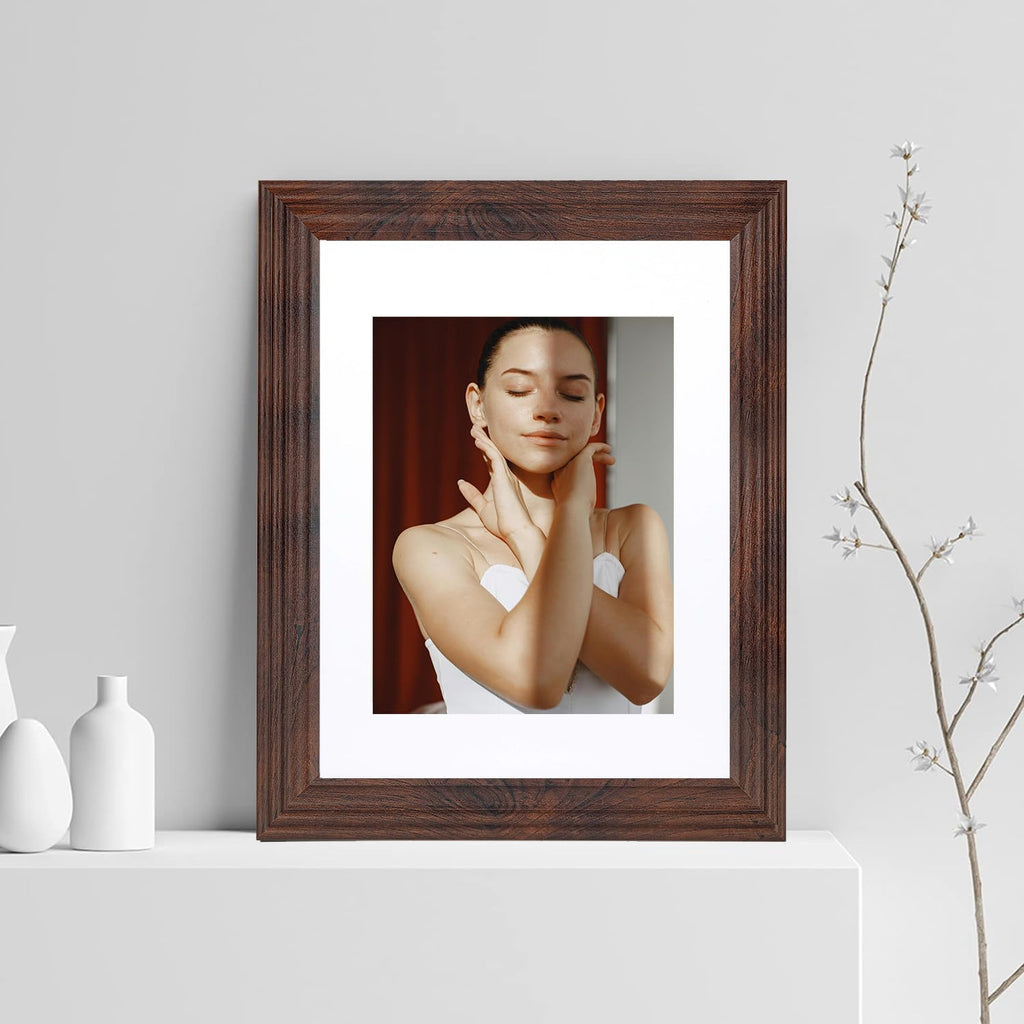 Hogaryo 11X14 Picture Frames Rustic Brown Wood Pattern Set Of 2 Photo Frames, For 8X10 With Mat Or 11X14 Without Mat Gallery Wal