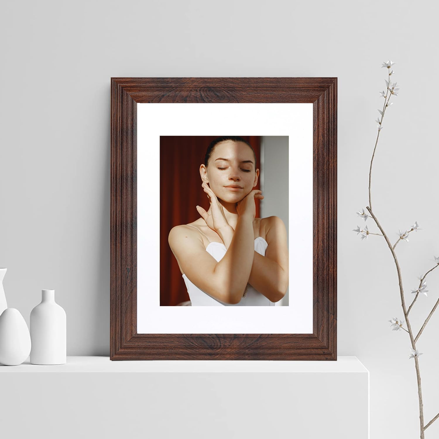Hogaryo 11X14 Picture Frames Rustic Brown Wood Pattern Set Of 2 Photo Frames, For 8X10 With Mat Or 11X14 Without Mat Gallery Wal
