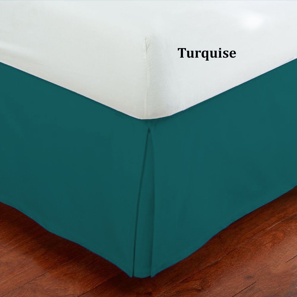 Fancy Collection Easy Care Bed Skirt Pleated Microfiber 14 Inch Drop Bed Skirt Solid New (Turquoise, Full)