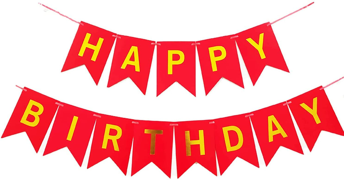 atorakushon Red and Gold Happy Birthday Banner Decoration For Boys Girls Boyfriend Girlfriend Cuple Kids Birthday Celebrations B