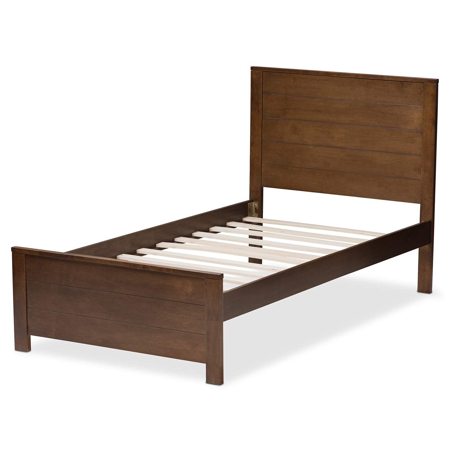 Baxton Studio Catalina Modern Classic Mission Style Brown-Finished Wood Twin Platform Bed Brown/Twin//Medium Wood/Mission/Rubber Wood/Poplar