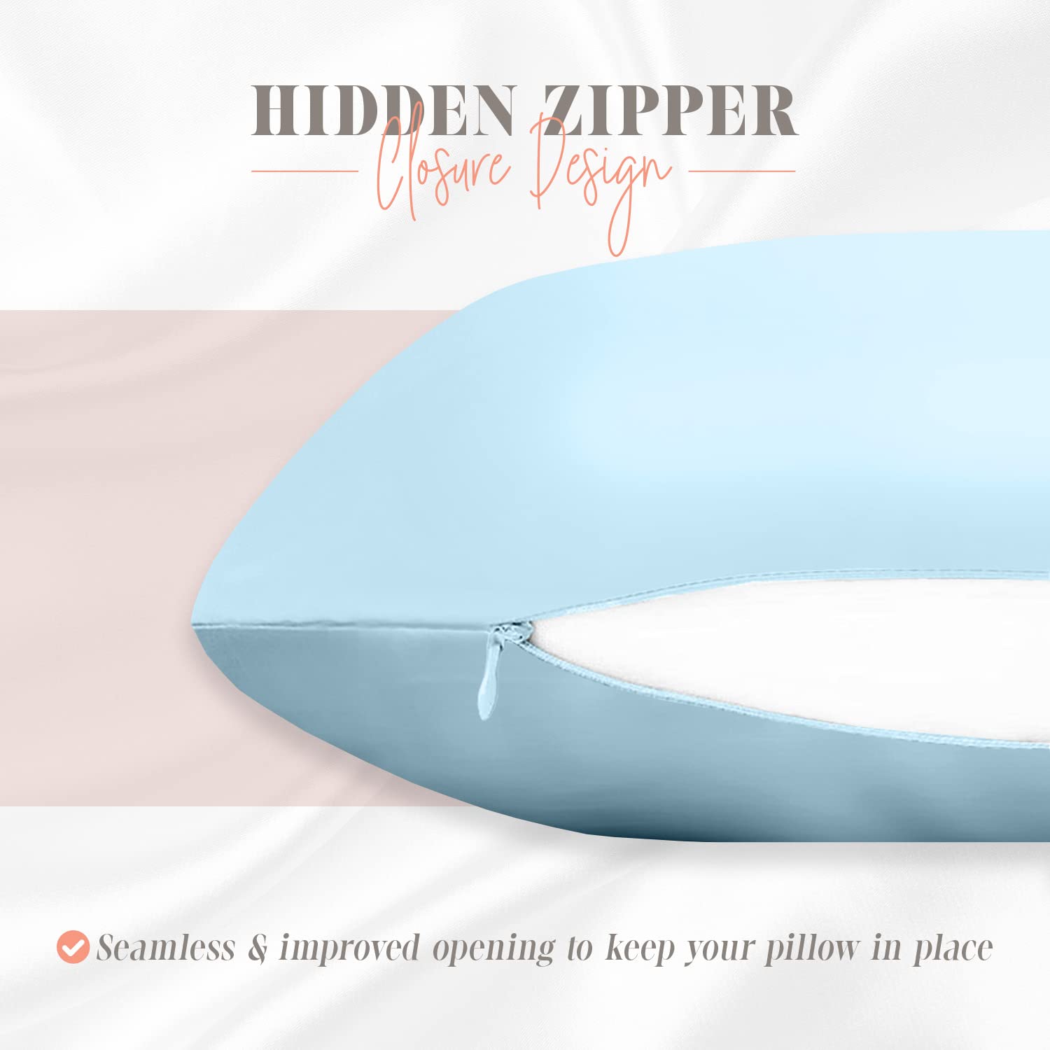 Elegant Comfort Silky And Luxurious 2-Piece Satin Pillowcase Set For Healthier Skin And Hair, Hidden Zipper Closure And Beautifully Packaged, Satin Pillowcase Set, Standard/Queen, Baby Blue