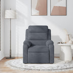 vidaXL Massage Recliner Chair with 6-Point Vibration Massage and Convenient Side Pocket, Dark Grey Velvet Rocker, Adjustable Backrest & Footrest Lounge Seat for Living Room, USB Charge Port