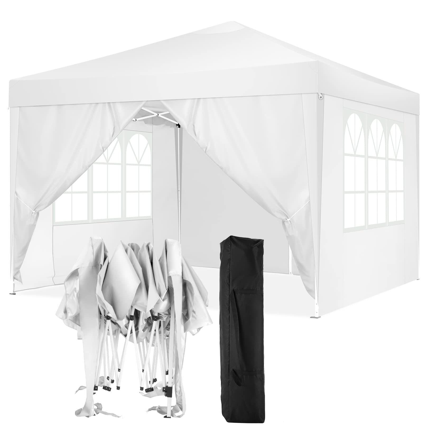 Tooluck 10X10 Pop Up Canopy Tent With 4 Sidewalls Waterproof Outdoor Party Tent Ez Up Canopy Tents For Parties Camping Commercia