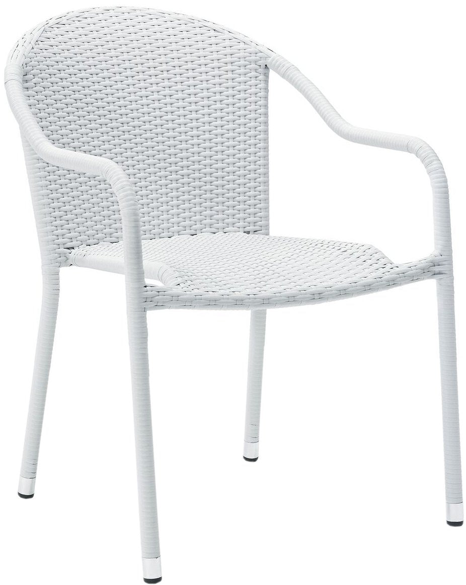 Crosley Furniture Palm Harbor 4-Piece Stackable Outdoor Chair Set, Wicker Patio Chairs For Dining, Porch, White