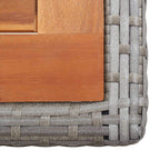 vidaXL Poly Rattan Patio Table with Solid Acacia Wood Top - Anthracite & Brown Weather-Resistant Outdoor Terrace Furniture, Easy to Assemble