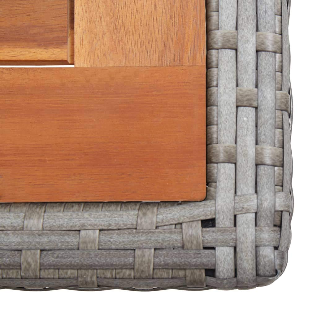 vidaXL Poly Rattan Patio Table with Solid Acacia Wood Top - Anthracite & Brown Weather-Resistant Outdoor Terrace Furniture, Easy to Assemble