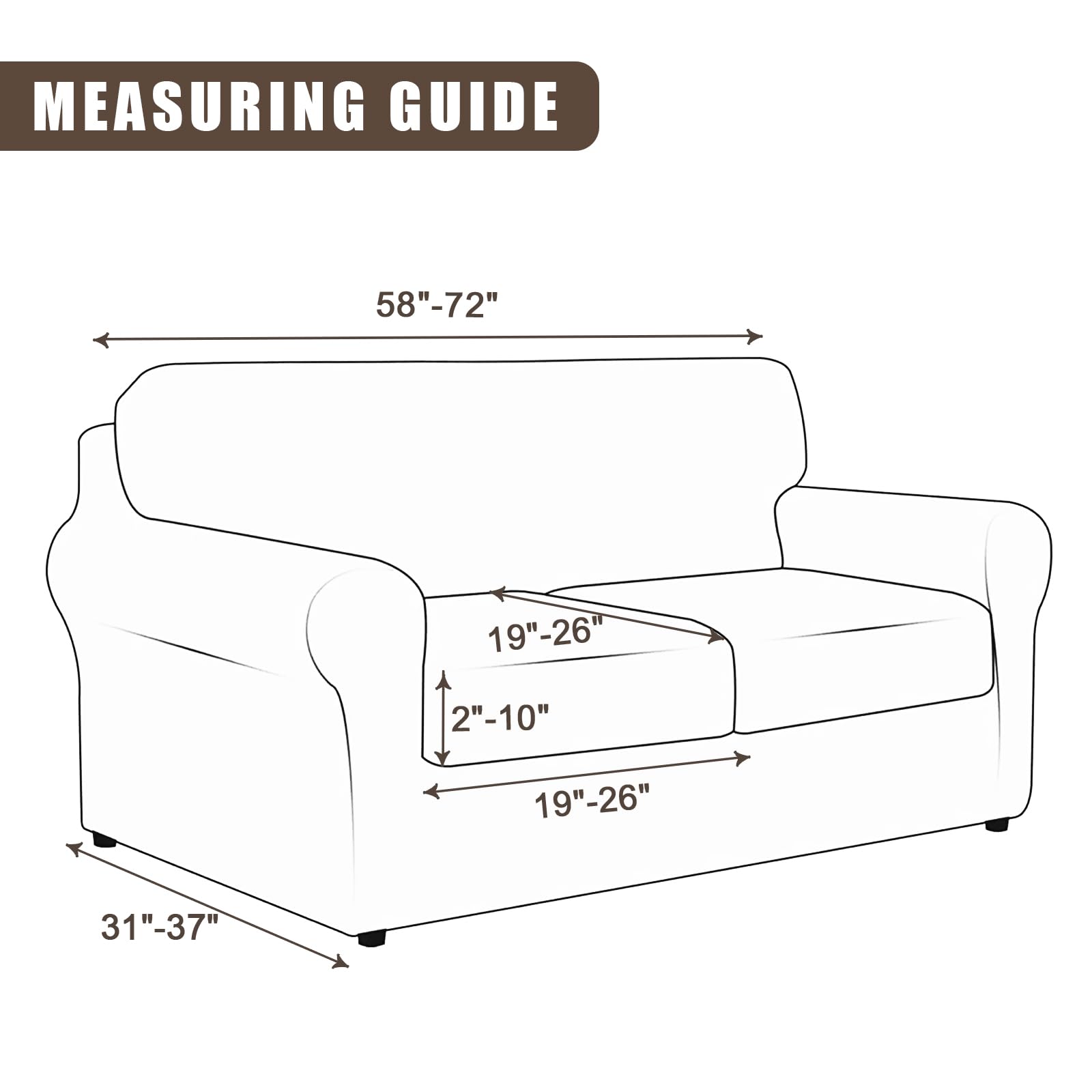 Searchi Stretch Sofa Cover Printed Couch Cover, Floral Pattern 3 Pieces Loveseat Slipcover With 2 Separate Cushion Cover, Washable Furniture Protector For Living Room(Loveseat, Gray+White)
