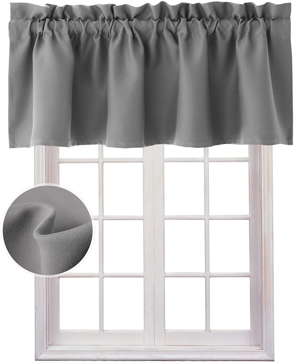 Hiasan Valance Curtains For Kitchen Blackout Thermal Insulated Solid Window Curtain Valance, Grey, 42 X 12 Inches, 1 Panel