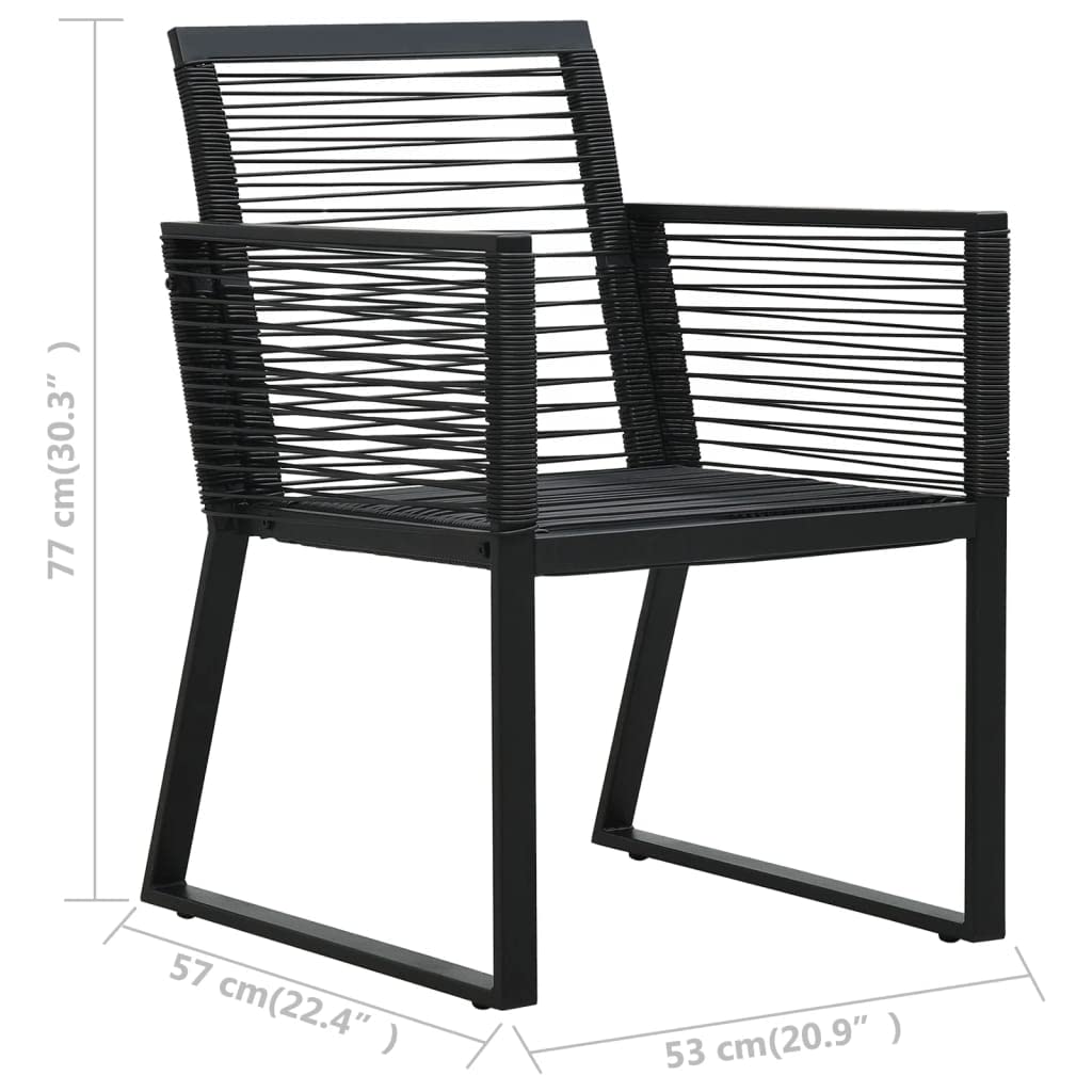 vidaXL Modern PVC Rattan and Powder-Coated Steel Patio Dining Set - Includes Rectangular Table and Six Armchairs - Weather-Resistant, Easy Assembly - Black