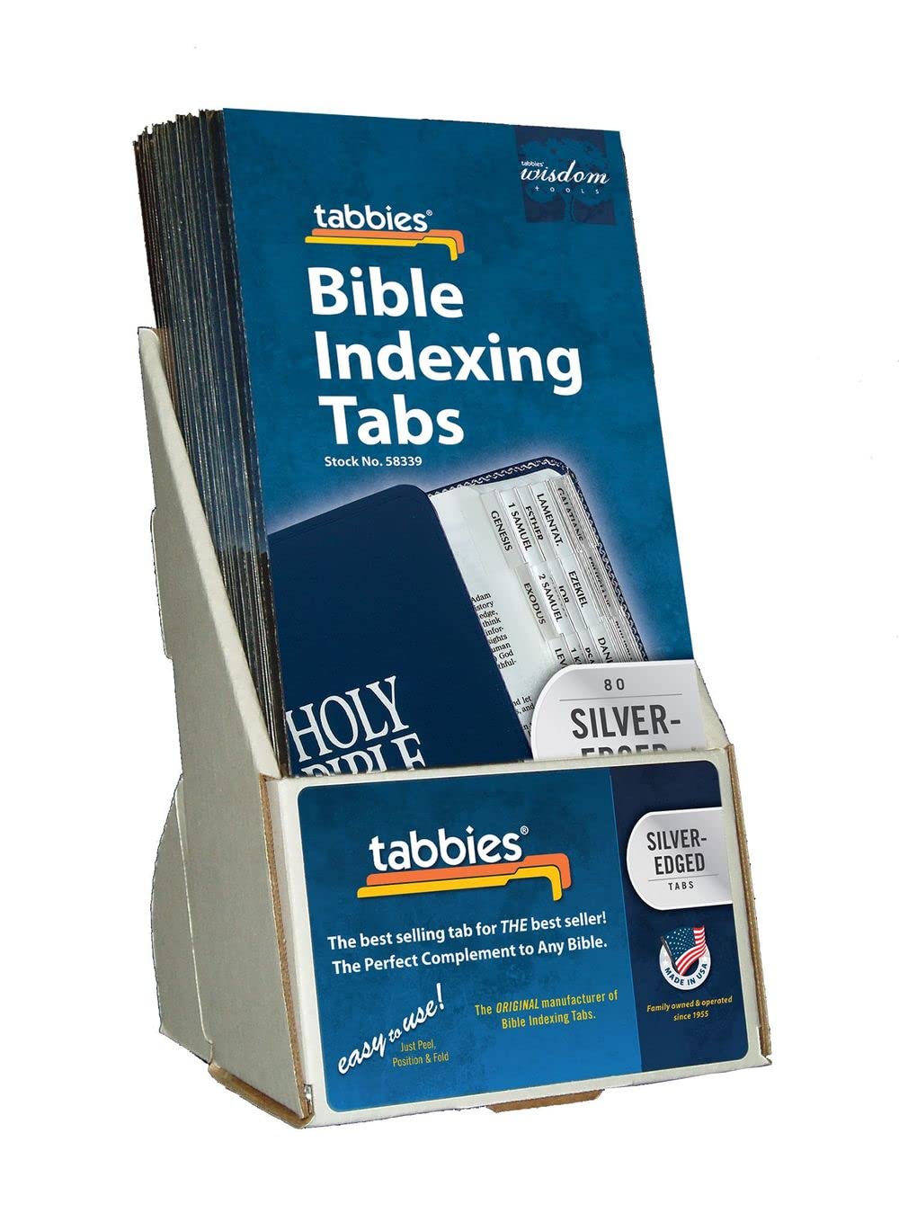 Tabbies 20 Pack With Display Silver-Edged Bible Indexing Tabs, Old & New Testament, 80 Tabs Including 64 Books & 16 Reference Ta