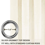 Smiletime Ivory White 120 In Long Velvet Curtains With Grommet, Super Soft Privacy Noise Reducing Light Blocking Velvet Drapes F