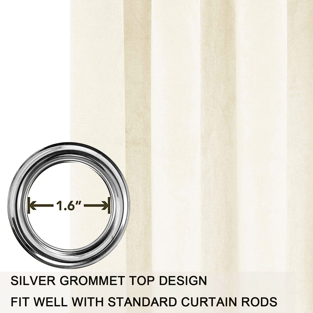 Smiletime Ivory White 84 In Long Velvet Curtains With Grommet, Thermal Insulated Super Soft Privacy Noise Reducing Light Blockin