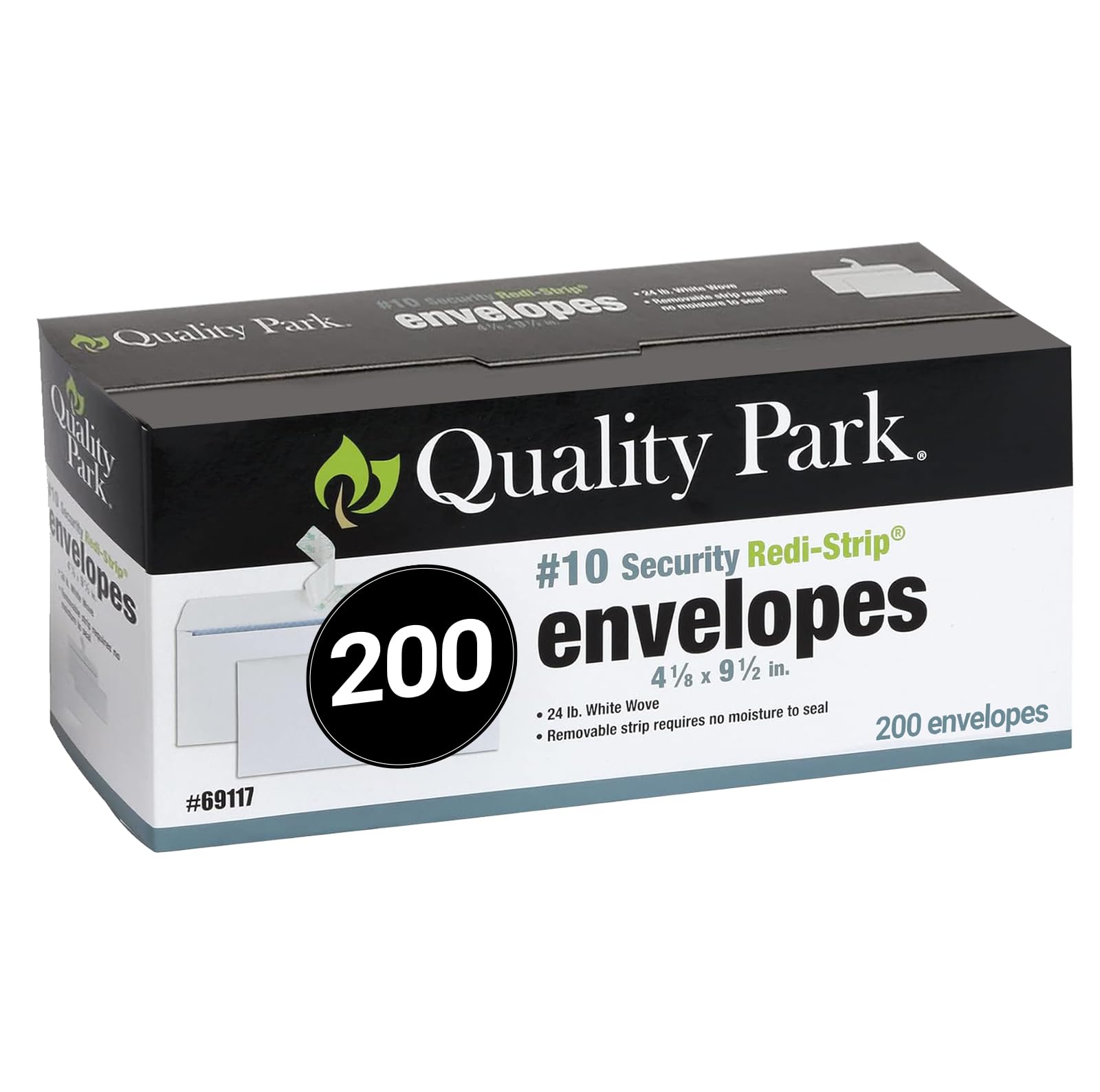 Quality Park Envelopes Letter Size #10 - Pack Of 200 Security Tinted Envelopes Self Seal 4/18 X 9.5' - Windowless Design - Mail