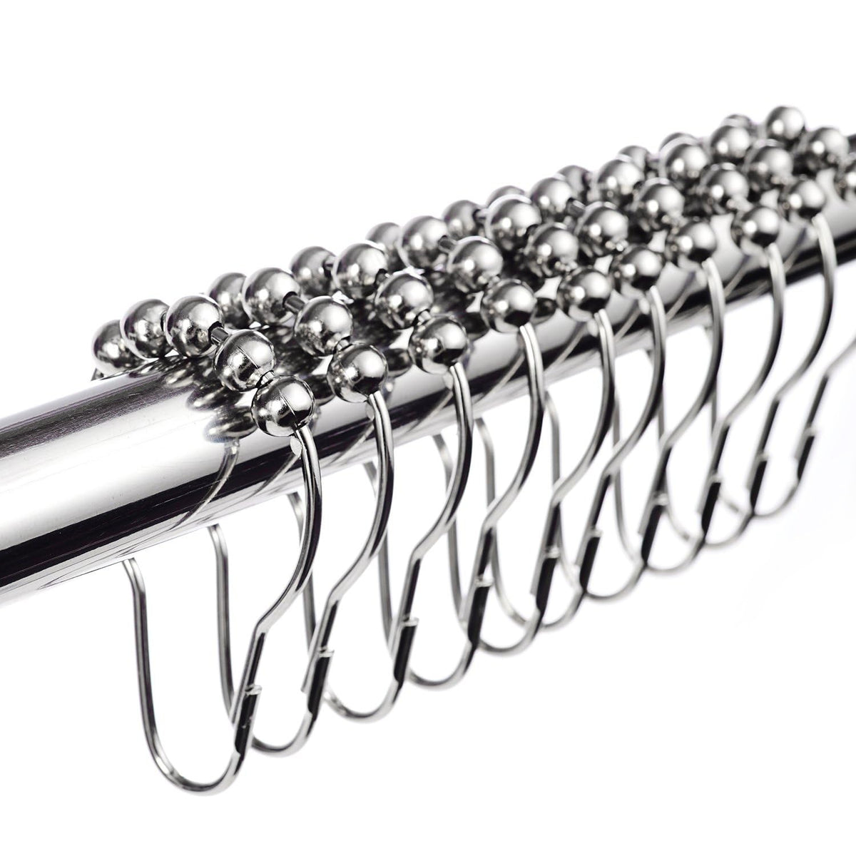 LIHAO 12 Piece Set Rustproof Stainless Steel Shower Curtain Rings Hooks for Bathroom Shower Rod