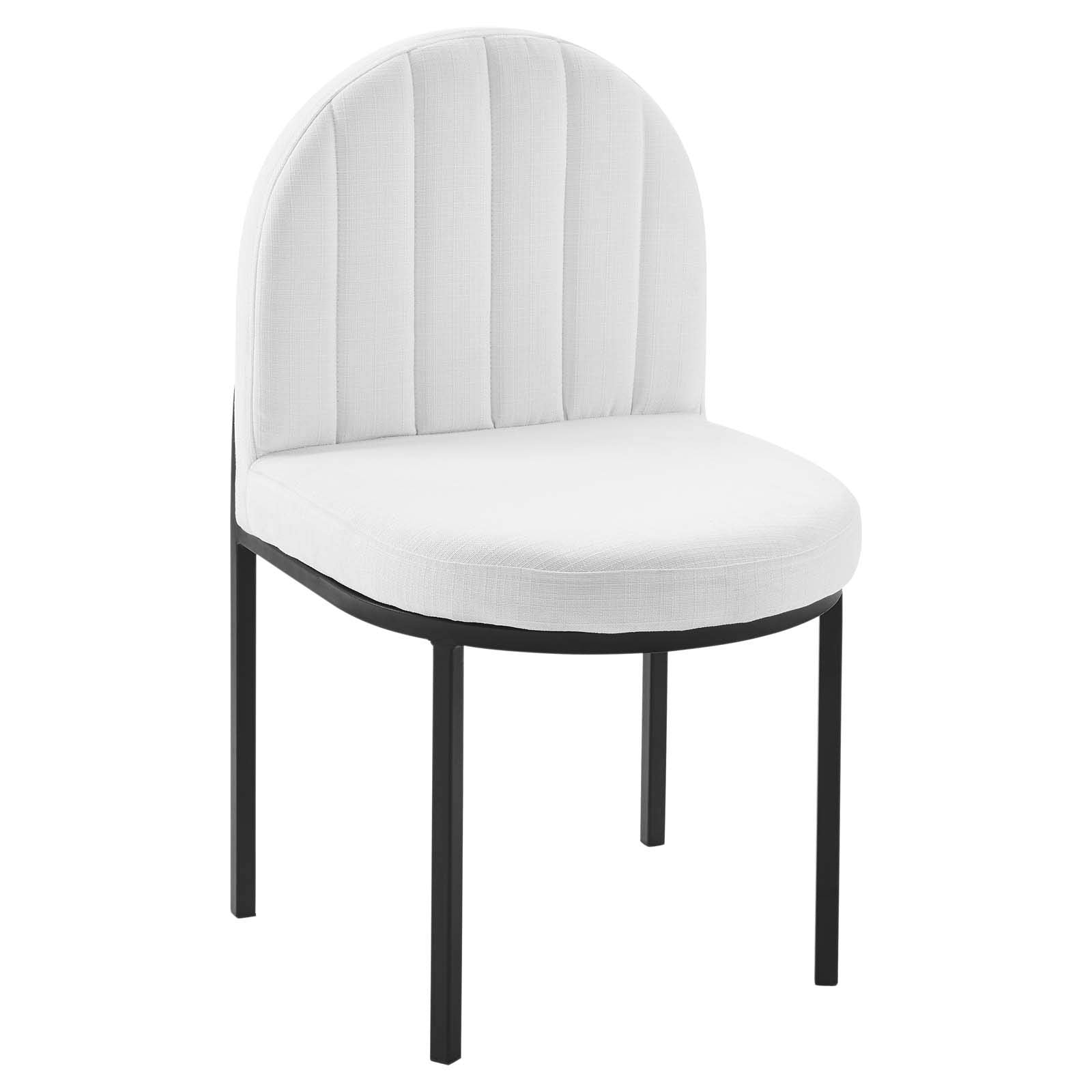 Modway Isla Channel Tufted Upholstered Fabric Dining Side Chair, Black White