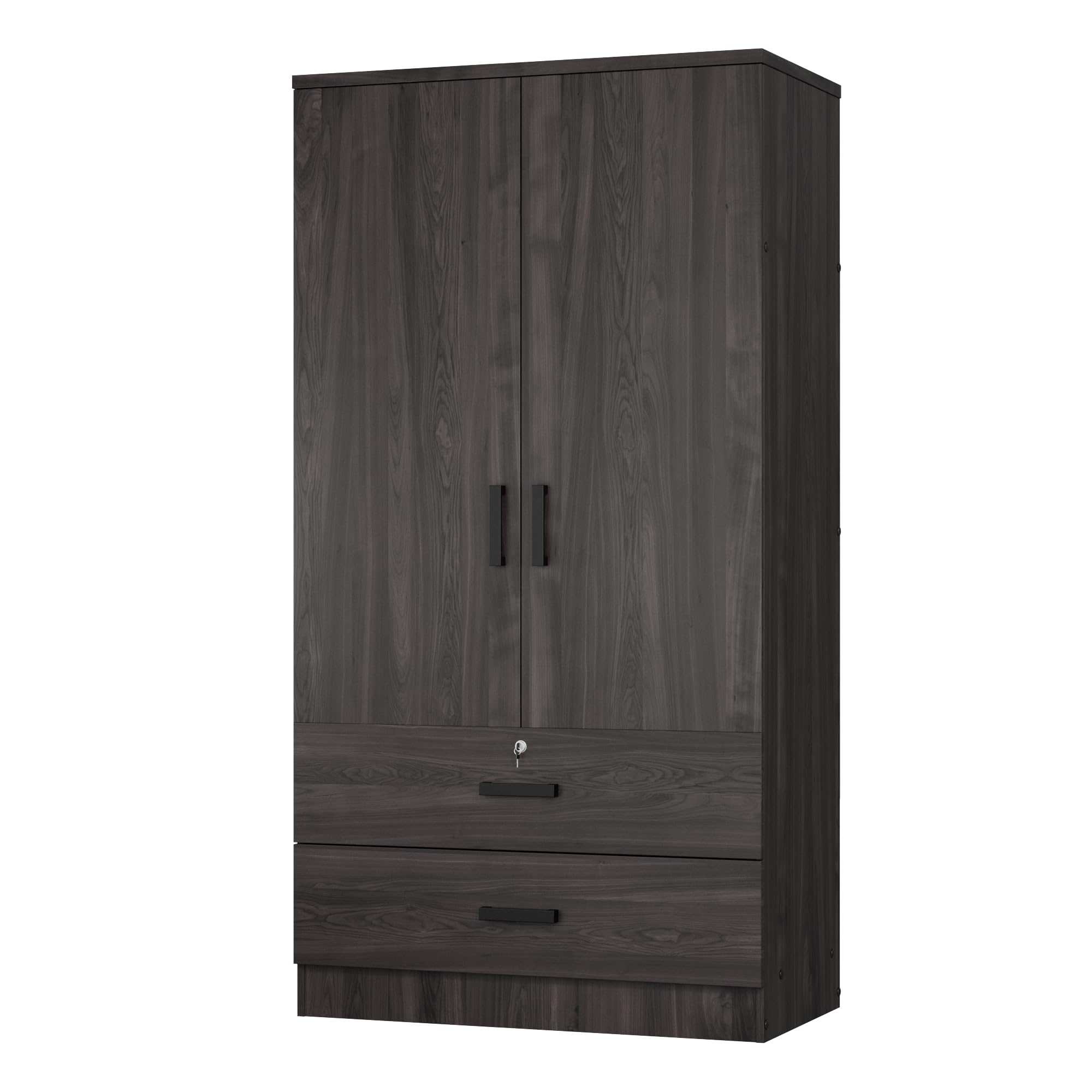 Woodpeckers Furniture And Mattress 2-Door Closet with 2-Drawers (Tobacco)