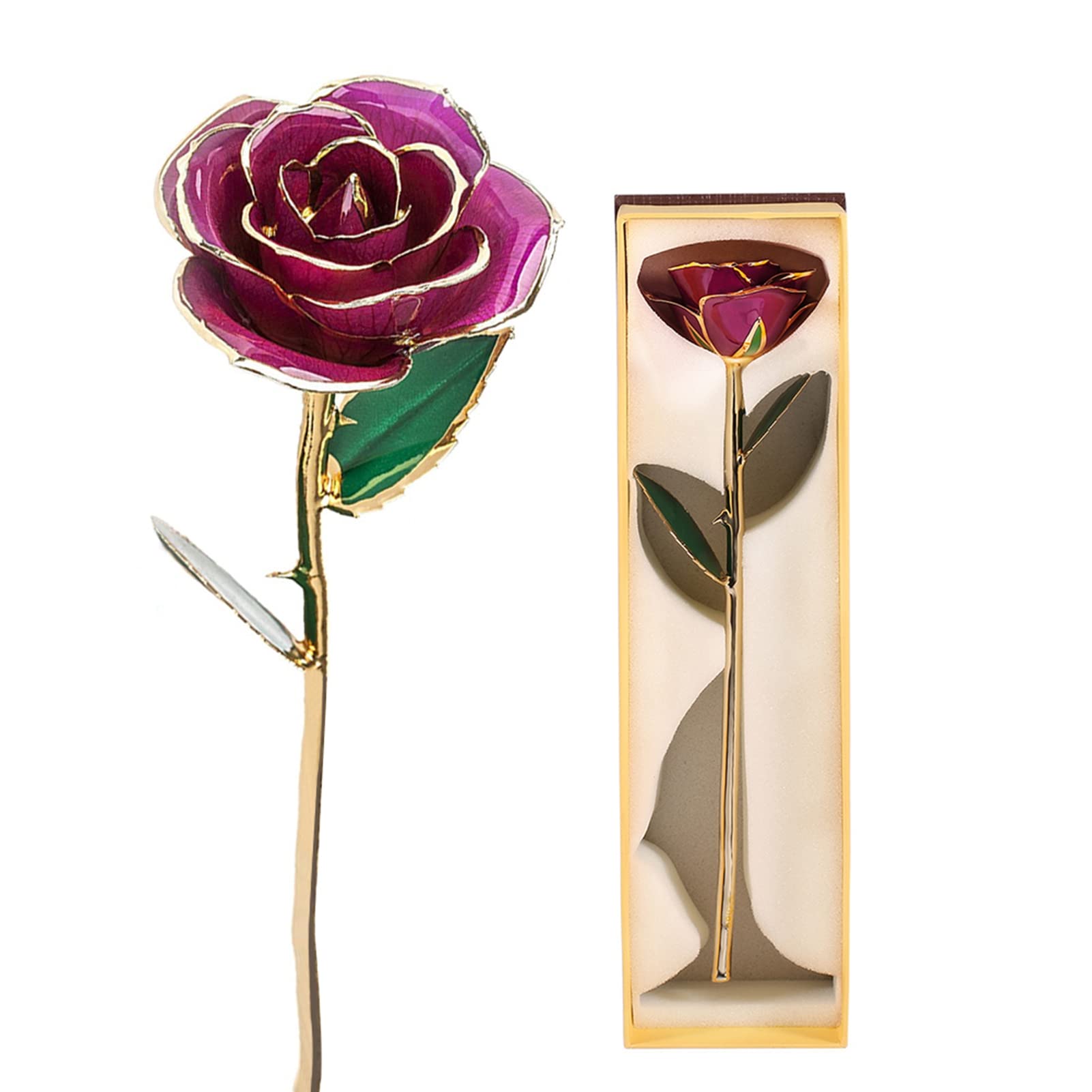 ZJchao Budding 24K Rose Gifts for Her, Love Dipped Gold Real Rose Flower Preserved Eternal for Wife, Mom, Grandma for Anniversar