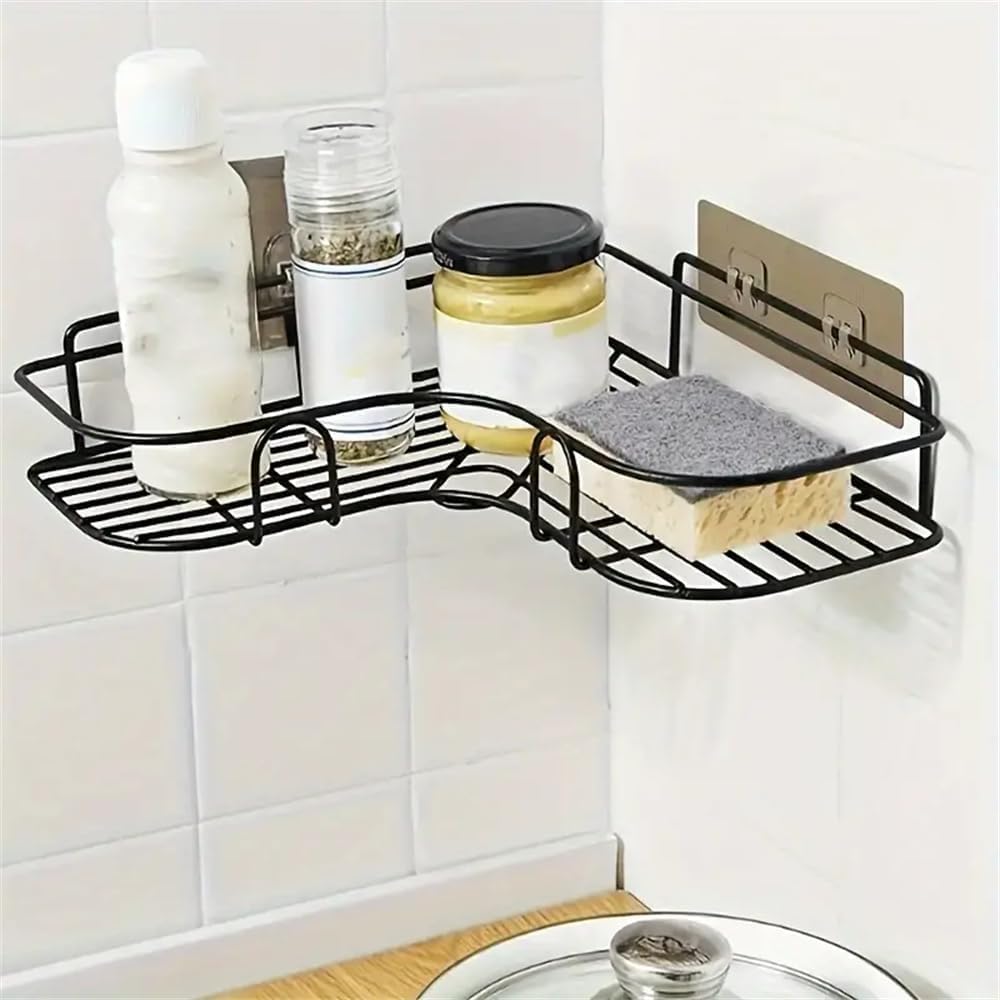 (Pack Of 1 MultiPurpose Corner Shelf For Bathroom And Kitchen  SelfAdhesive Shelf, SpaceSaving Kitchen, Washroom Organiser W