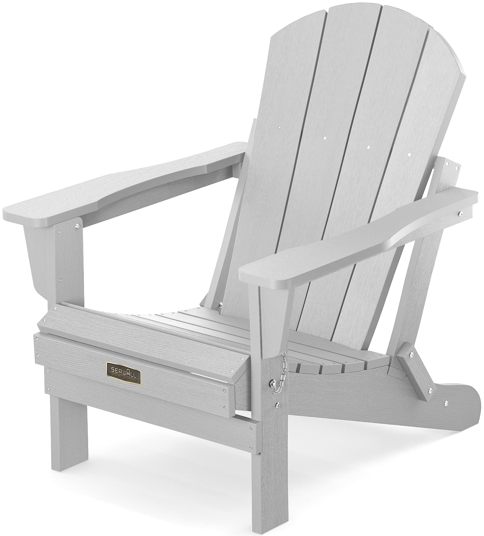 Serwall Folding Adirondack Chair For Patio Garden Outdoors Fire Pit- Spanish Gray