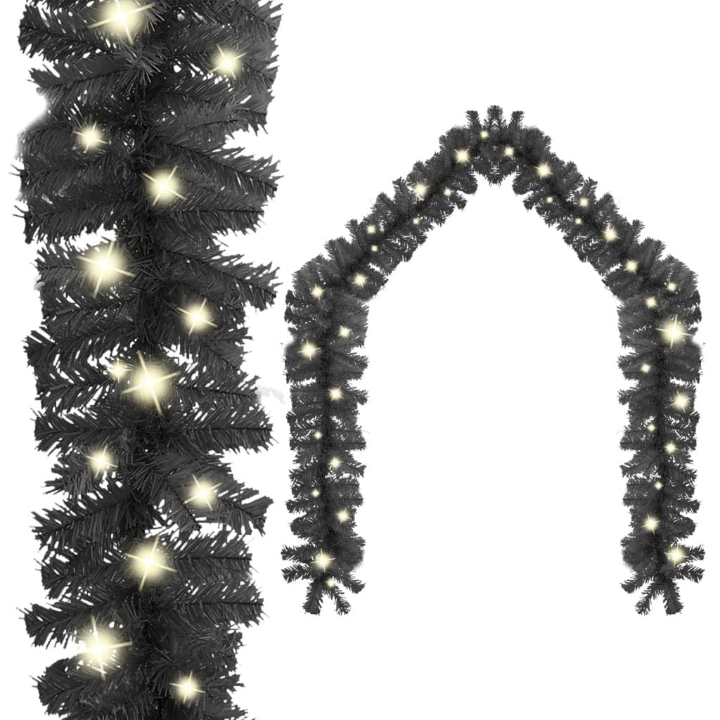 Christmas Garland, SKM Christmas Garland with LED Lights 197&quot; Black