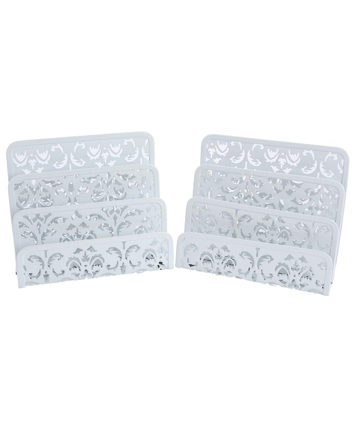 Easypag Desk Mail Organizer 2 Pack Office Small Letter Sorter Desktop File Organizer With 3 Vertical Upright Compartments,White