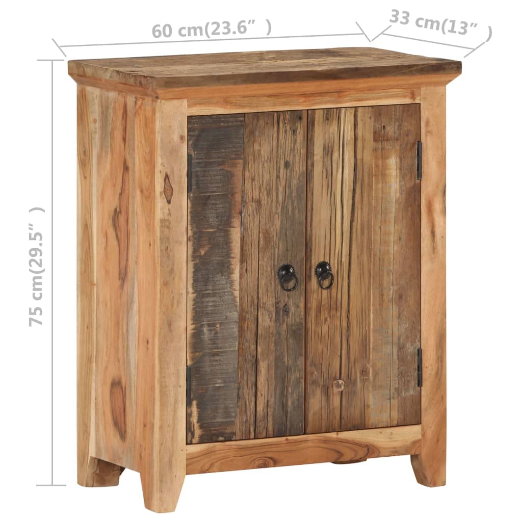vidaXL Rustic Sideboard | Solid Acacia Wood and Reclaimed Wood | 23.6&quot;x13&quot;x29.5&quot; Size | Eco-Friendly and Long-Lasting, Brown