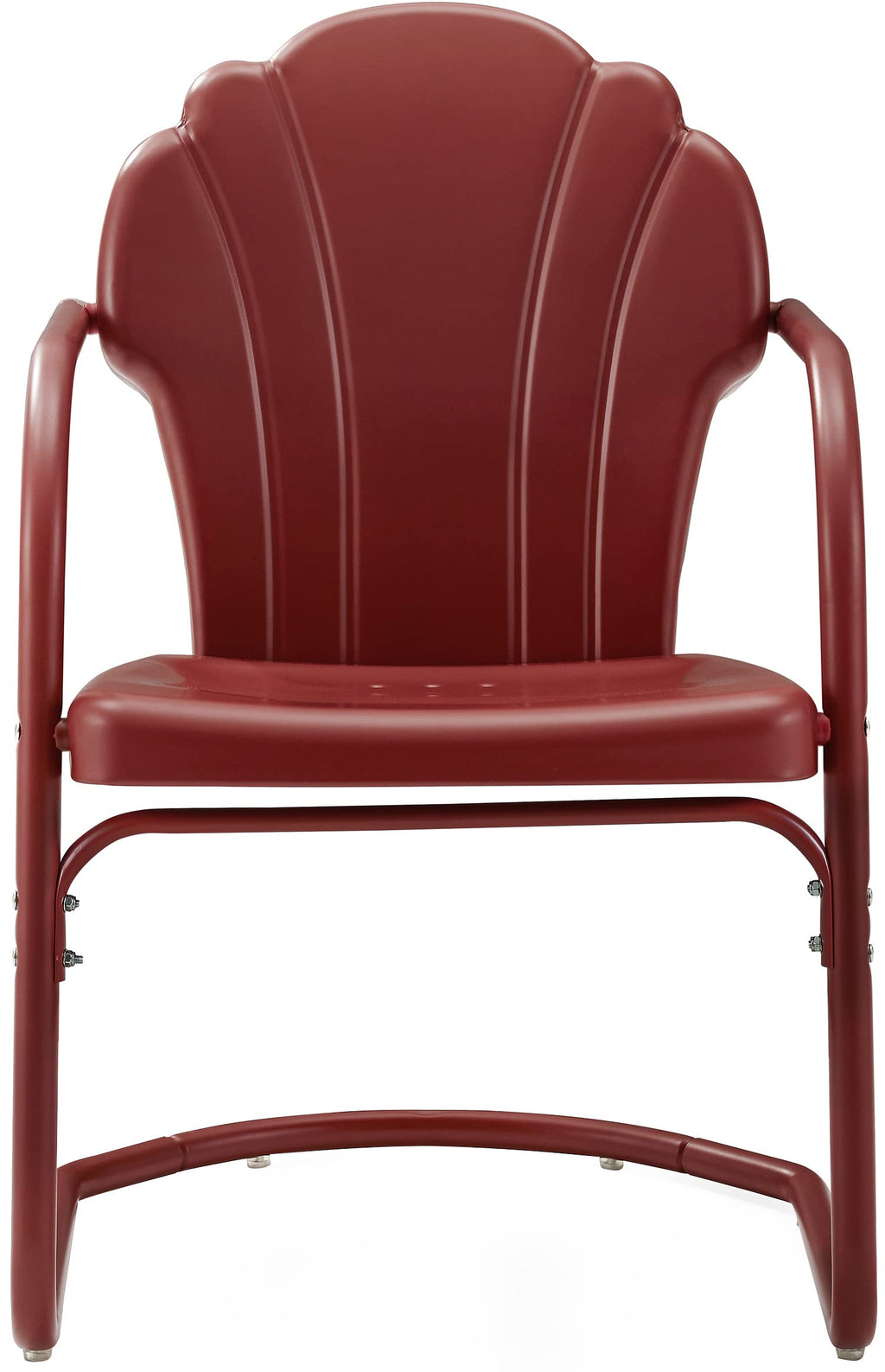 Crosley Furniture Tulip 2-Piece Outdoor Chair Set, Retro Metal Patio Chairs For Dining, Porch, Deck, Balcony, Dark Red Satin