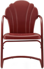 Crosley Furniture Tulip 2-Piece Outdoor Chair Set, Retro Metal Patio Chairs For Dining, Porch, Deck, Balcony, Dark Red Satin