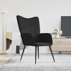 vidaXL Modern Design Relaxing Chair with Soft Black Fabric Upholstery and Steel Frame - Comfortable Padded Foam Seating