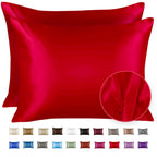 Shopbedding Luxury Satin Pillowcase For Hair - Queen Satin Pillowcase With Zipper, Red (Pillowcase Set Of 2) - Blissford