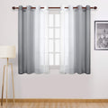 Dwcn Grey Ombre Sheer Curtains - Faux Linen Semi Voile Grommet Top Gradient Curtains For Bedroom And Living Room, Set Of 2 Windo