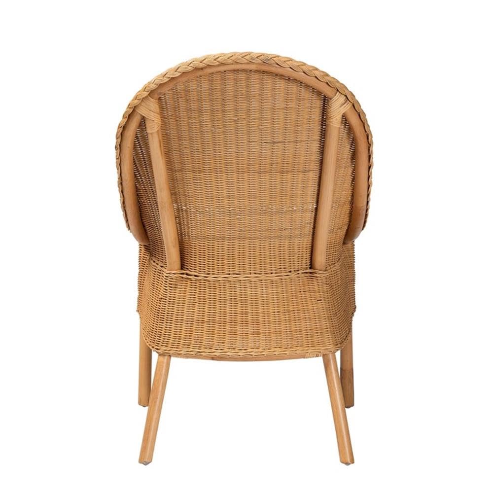 bali & pari Bohemian Light Honey Rattan Dining Chair - Brown, Stylish Accent for Dining Room, Kitchen, or Living Space