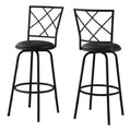 Monarch Specialties 2375 Stool, Set of 2, Swivel, Bar Height, Metal, Pu Leather Look, Black, Contemporary, Modern Barstool, 16' L x 16' W x 44' H