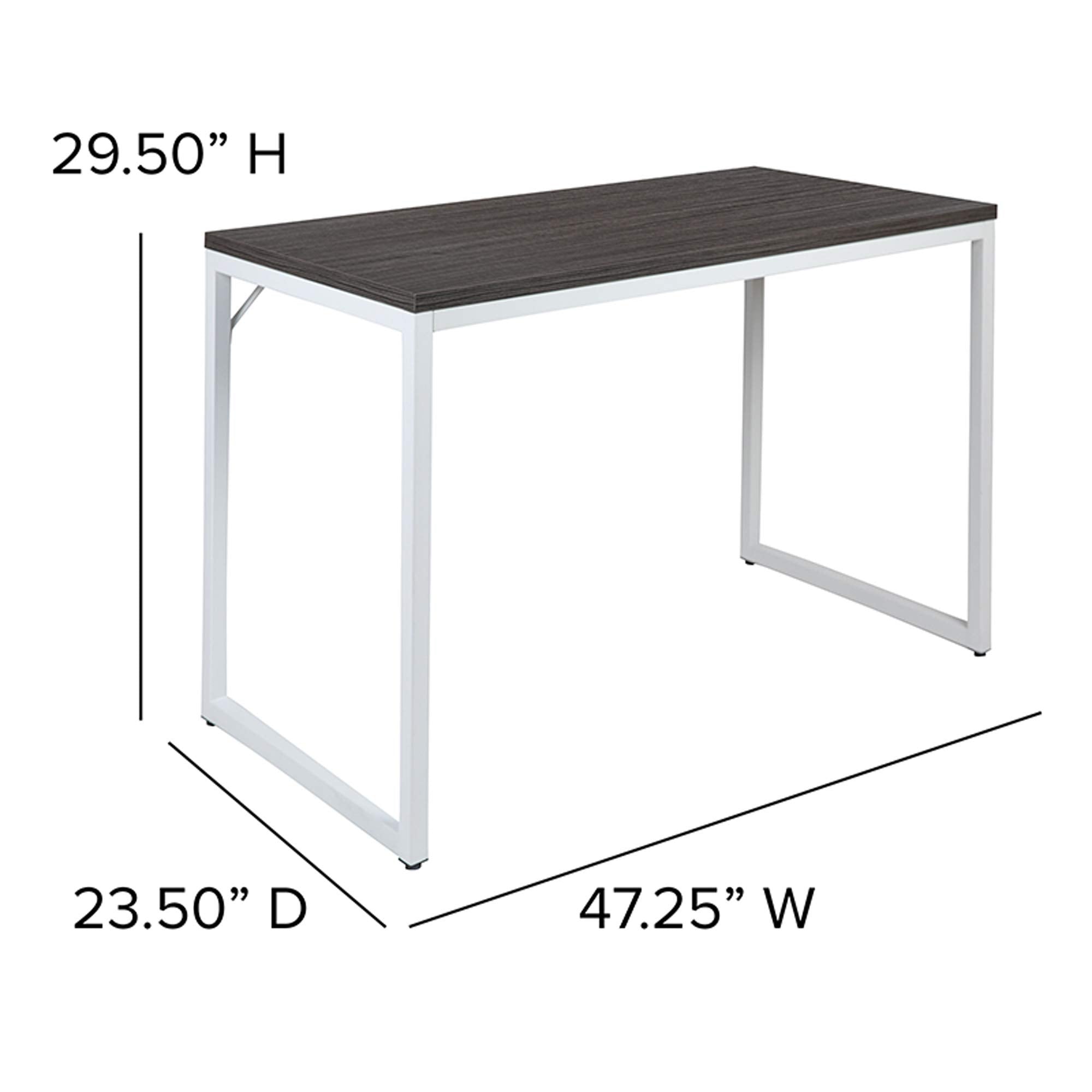 Flash Furniture Kimberly Tiverton Industrial Modern Desk-Rustic Gray/White Commercial Grade Computer Desk-47&quot; Sturdy Home Office Desk-Writing Desk
