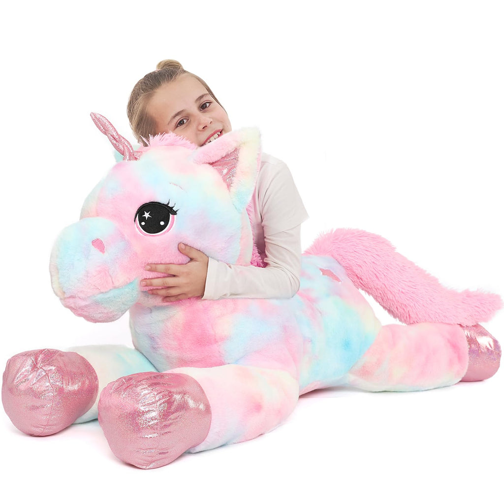 Muiteiur 43.4' Large Pink Unicorn Plush Pillow - Soft Stuffed Animal Toy Gift for Girls